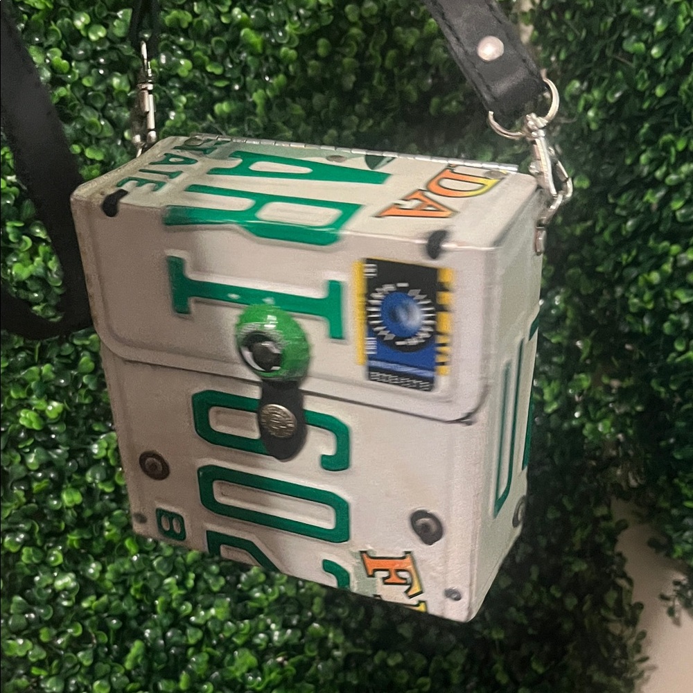 Little Earth Green and Silver License Plate Bag